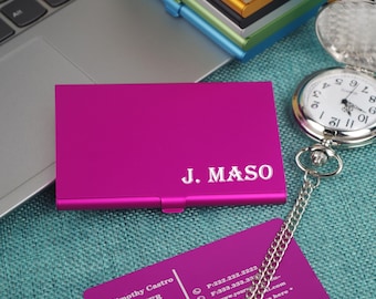 Tarjetero de aluminio personalizado: Estuche metálico grabado para tarjetas, regalo corporativo para él