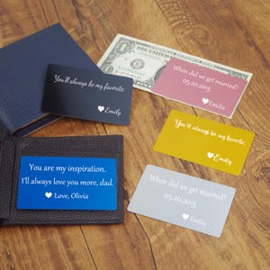 Portafoglio in alluminio: inserto tascabile personalizzato con incisione su entrambi i lati - accessorio personalizzato - regalo per il coniuge o la dolce metà