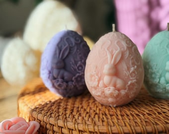 Vela con forma de huevo de Pascua, decoración de Pascua, decoración primaveral en tonos pastel