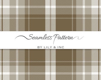 Taupe Beige Tartan Plaid Pattern • Vintage Check Fabric (Digital Download)