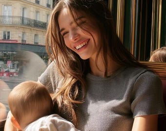Camiseta de lactancia de punto: camiseta suave para lactancia, premamá y posparto con acceso discreto