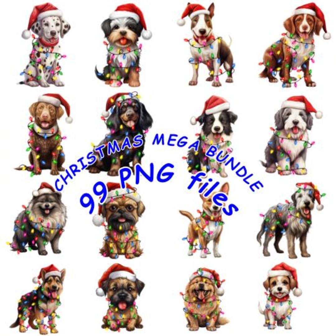 99 Christmas Dog PNG Clipart Bundle, Funny Dog Designs (digital ...