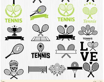 Tennis SVG Bundle: Racket Silhouette, Clipart Designs (Digital Download)