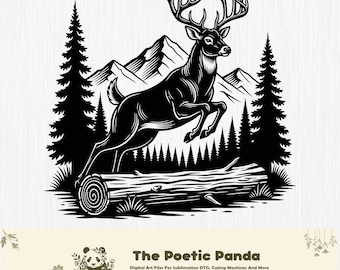 Jumping Deer Vector Illustration, Deer Svg, Deer Png, Jumping Deer Art ...
