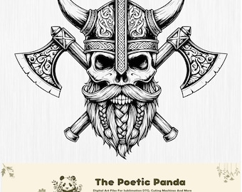 Viking Skull Vector Illustration, Skull Svg, Skull Png, Viking Clipart, Viking Skull Silhouette, Norse Skull, Warrior Skul, Viking Art