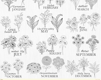 Birth Month Svg Bundle | Flower Bouquet Svg | Birth Flower Svg | Floral svg | Botanical svg | Birthday svg| Instant Download, cut files,