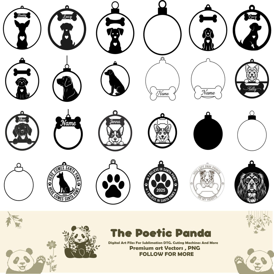 Dog Breed Ornament SVG Bundle: Laser Cut Christmas Decor (digital ...