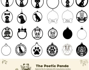 Hondenras ornament SVG-bundel: lasergesneden kerstdecor (digitale download)
