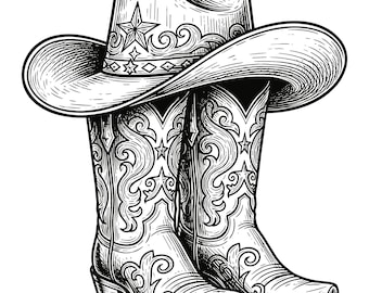 Illustrazione vettoriale di stivali da cowboy, stivali SVG, PNG, arte di stivali da cowboy, clipart di cowboy, file tagliati, silhouette di stivali da cowboy, cowboy abbagliato