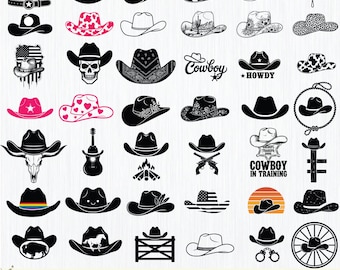 Cowboy hat svg bundle, Cowgirl svg, Howdy svg, Wild west svg,Cowboy Hat Silhouette, Country Hat svg, Rodeo Hat svg, Rancher Hat svg