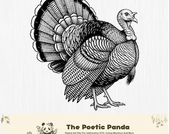 Wild Turkey Vector Illustration,Turkey Png, Turkey Art, Turkey Clipart, Cut File, Turkey Silhouette, Woodland Turkey, Game Bird, Turkey Svg