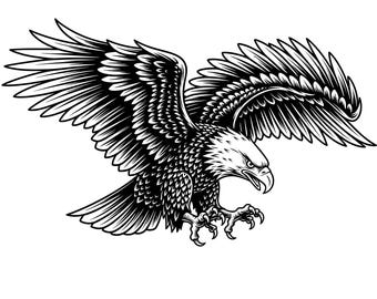 Eagle in Flight Vector Design: Silhouette Clipart (SVG, PNG, JPG)