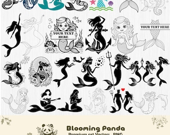 Mermaid SVG, Mermaid svg Bundle, Mermaid Cut Files, Mermaid Silhouette, Mermaid Cut, Sea Girl Svg, Siren Wave Svg, little mermaid png