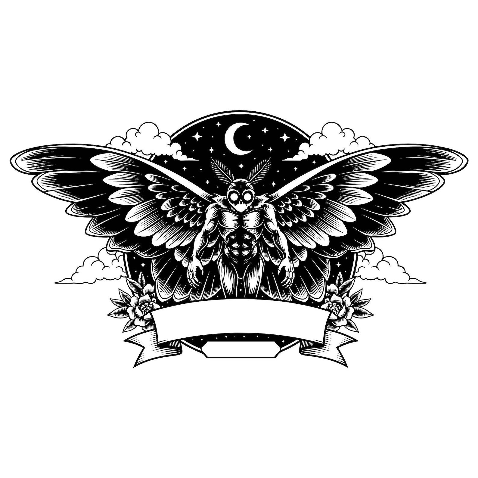 Mothman Vector Illustration, Mothman Svg, Mothman Png, Mothman Art ...