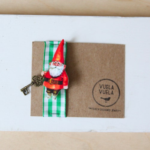 Kitsch Garden Gnome Jewelry Brooch and Pin