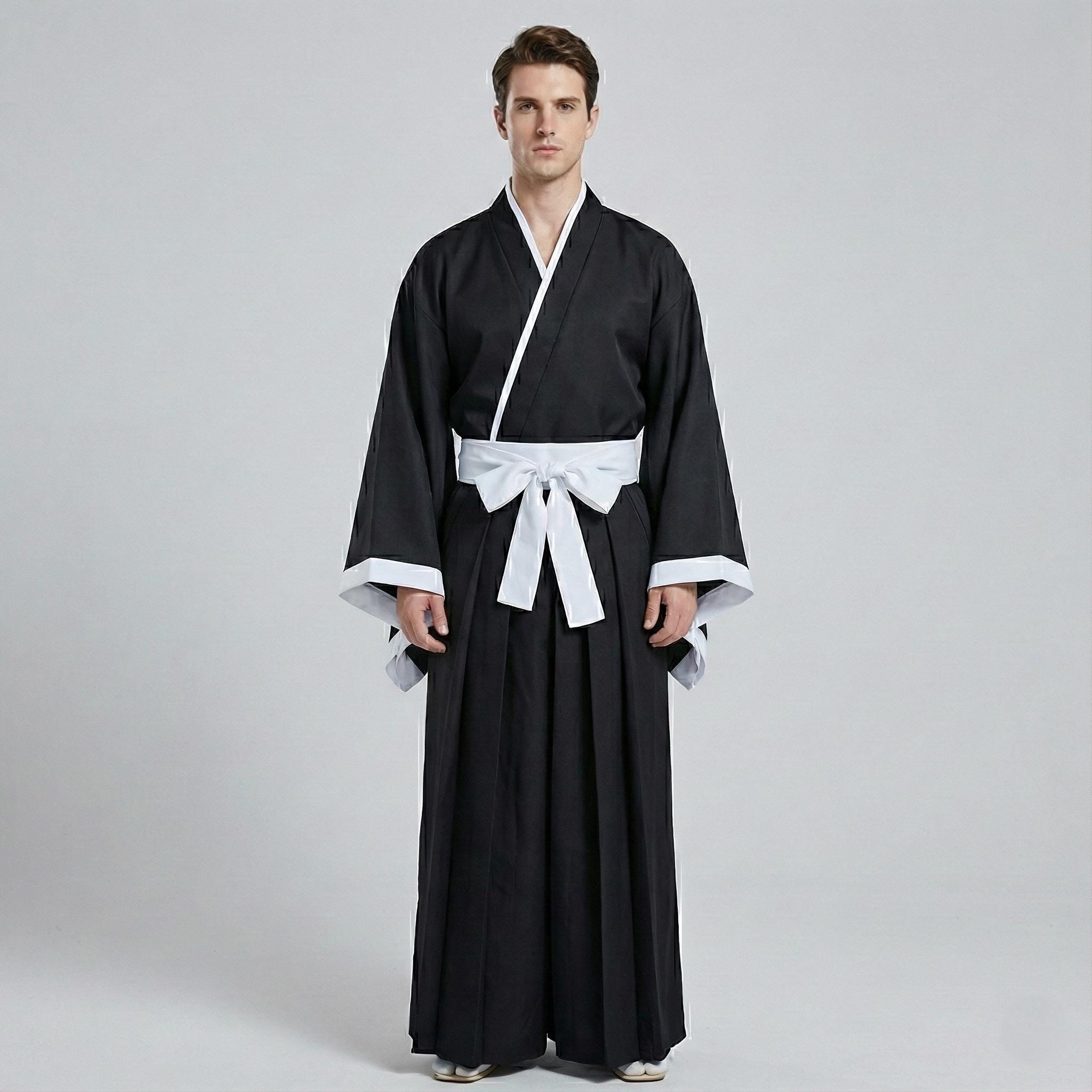 Men's Black Japanese Robe, Anime Cosplay Costume - Etsy