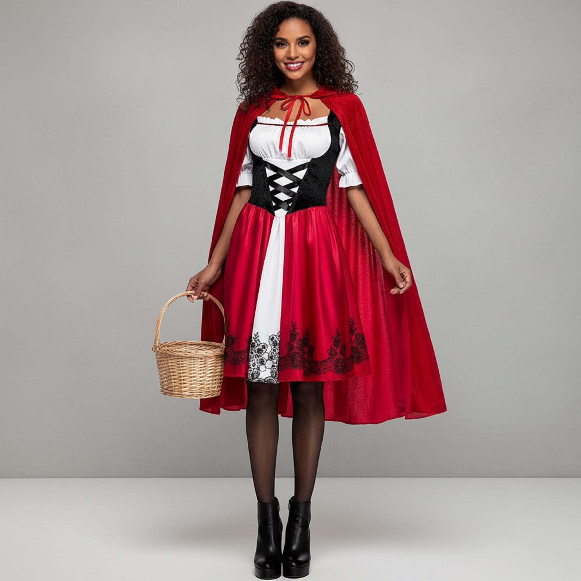 modern red riding hood dress Modern Red Riding Hood Costume, Women's Fairytale, Gothic Storybook Dress, Halloween Cosplay Outfit