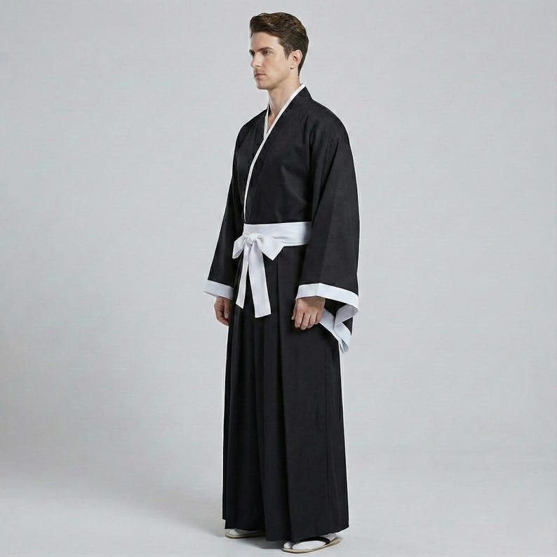 Men's Black Japanese Robe, Anime Cosplay Costume - Etsy