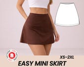 Easy Mini Skirt Pattern, High Waisted Beginner Sewing (XS-2XL) (PDF Download)