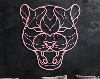 Metall Panther Kopf Wandkunst, moderne Tiersilhouette, mutig, Metallwandkunst, Girlpower