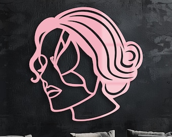 Abstract Woman Face, Modern Minimalist, Metal Wall Art, Girlpower