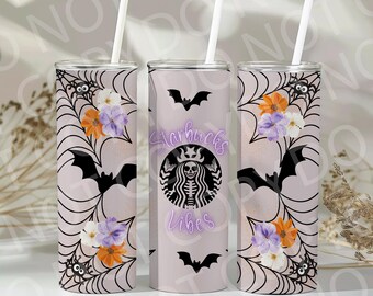 Starbucks Halloween Tumbler Wrap, Coffee Vibes PNG (Digital Download)
