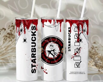Jack Skellington Starbucks Tumbler Wrap, Halloween Coffee (Digital Download)
