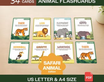 Safari Animal Flashcards | Educational Kids Learning (PDF)