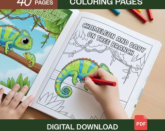 Safari Animal Family Coloring Book | 40 Pages Parent & Baby Safari Animals with Habitat | Educational Wildlife Coloring Sheets with Examples