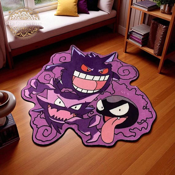 Custom Tufted Rug – Personalized Anime Carpet, Snorlax Kaws Aesthetic Rug, Handmade Area Rug for Living Room & Halloween Home Décor Gift
