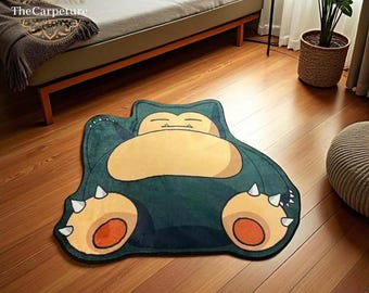 Op maat getuft tapijt - gepersonaliseerd anime-tapijt, Snorlax Kaws esthetisch tapijt, handgemaakt vloerkleed voor woonkamer en huisdecoratie cadeau Halloween