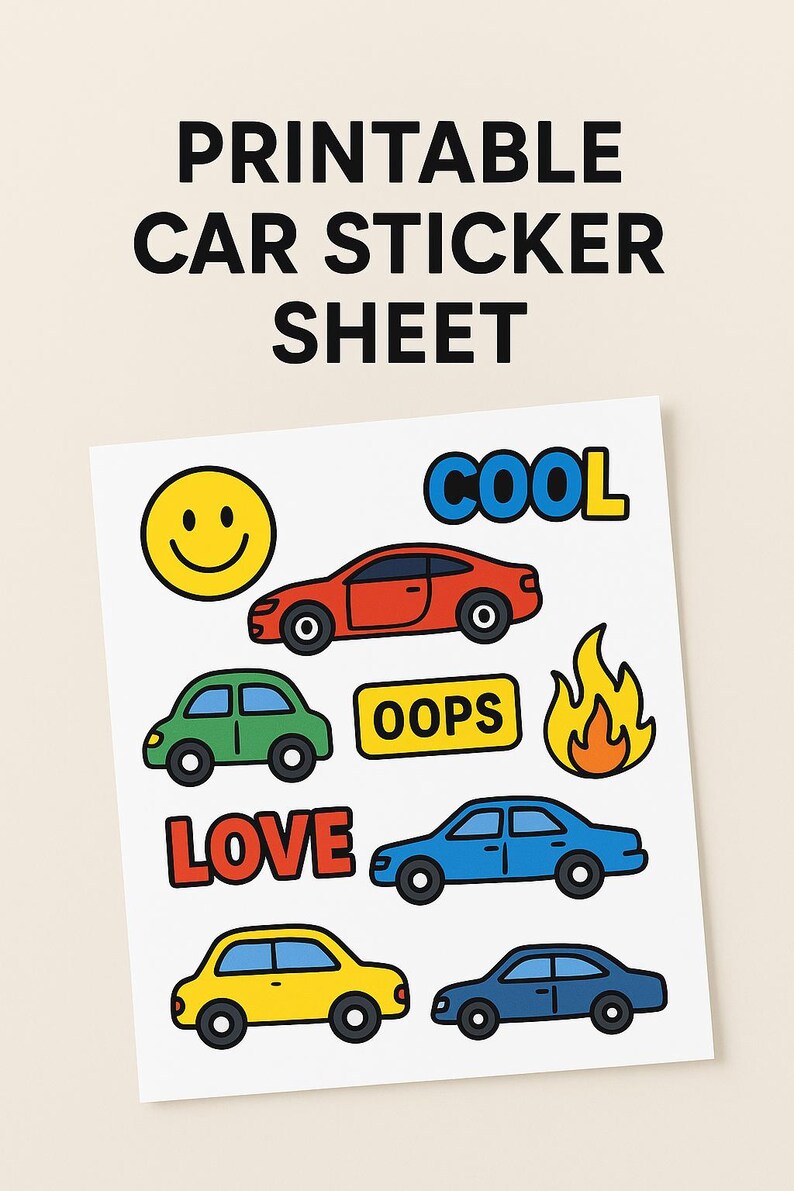 Printable Car Sticker Sheet – Fun DIY Stickers (digital Download) - Etsy
