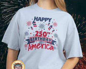 Camiseta del 250.º aniversario de Estados Unidos: Fuegos artificiales patrióticos, aniversario de EE. UU.