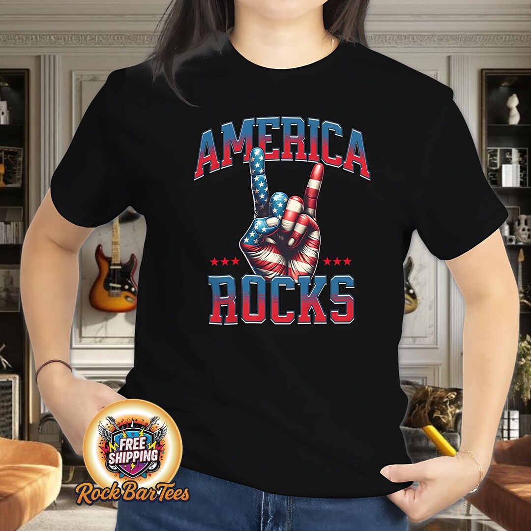 America Rocks T-shirt: Vintage Patriotic Concert Tee - Etsy