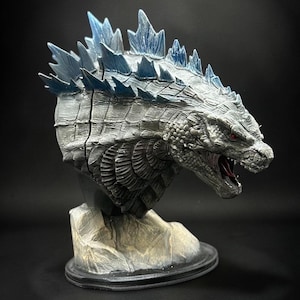Hand Painted Kaiju Monster Bust – Nuclear Dragon, Radioactive Creature, Fantasy “King Monster” Style Decor