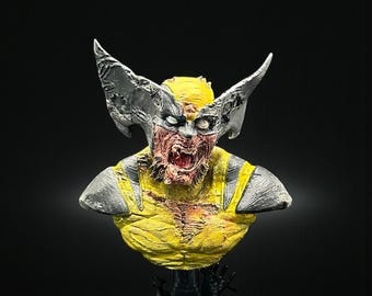 Zombie Wolverine Bust – Hand-Painted Resin Horror Fan Art