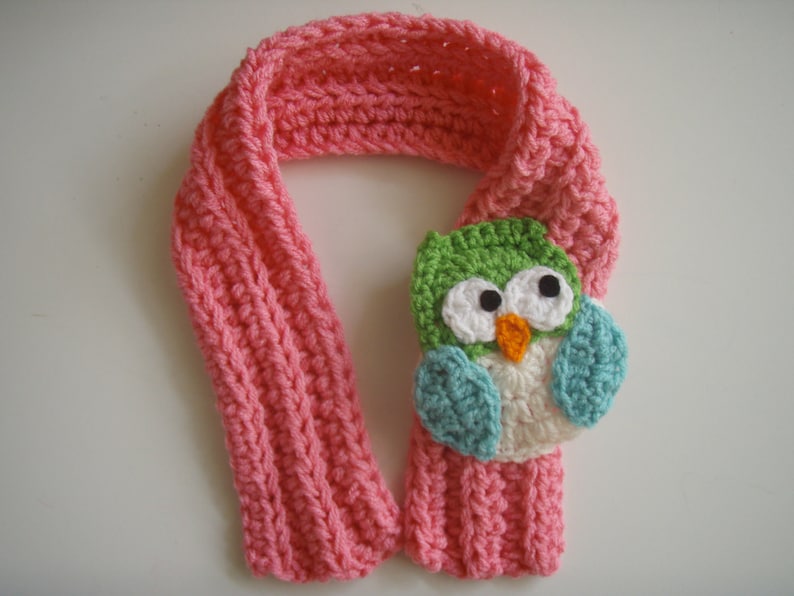 Crochet Owl Scarf Scarfette PATTERN PDF Etsy