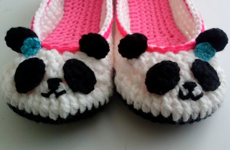 Women's Panda Slippers Crochet Pattern 202 PDF Instant Download Women's sizes 6-10 image 2