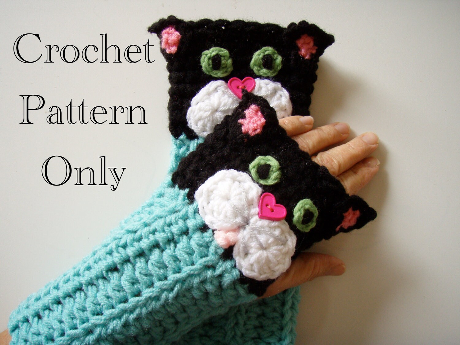Crochet Kitty Cat Fingerless Gloves Pattern PDF Etsy