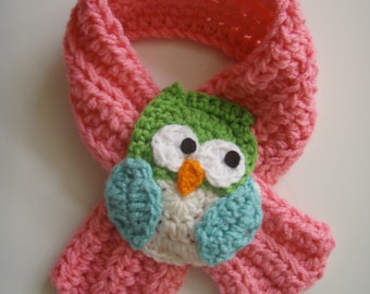 Crochet Owl Scarf Scarfette PATTERN PDF