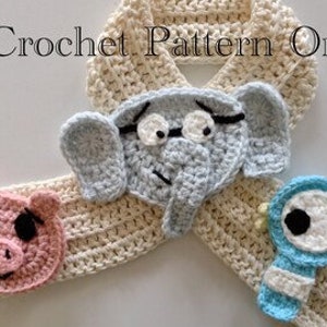 Crochet Pattern PDF Mo Willems Scarf: Piggie, Gerald and Pigeon
