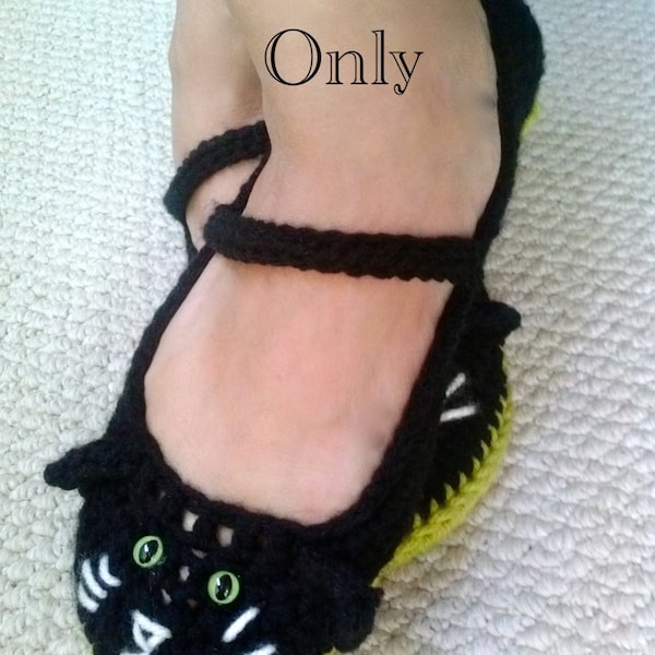 Women's Mary Jane Cat Slippers Crochet Pattern #204 PDF Instant Download Women's sizes 6-10