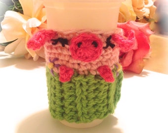 Piggy Pig Coffee Cozy Cosie PDF Crochet Pattern Instant Download