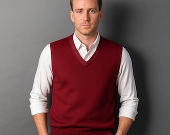 Chaleco clásico de cuello en V para hombre, jersey de punto sin mangas, jersey informal de negocios, ropa de oficina