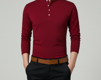 Chemise décontractée à manches longues pour homme, haut tendance minimaliste à porter au quotidien ou au bureau