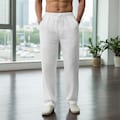 Men's Linen Blend Pants: Elastic Waist, Relaxed Fit Lounge Trousers product logo