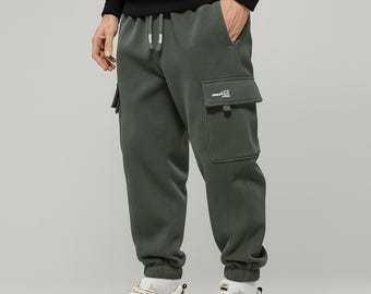 Pantalon de jogging cargo en polaire pour homme, pantalon streetwear an 2000