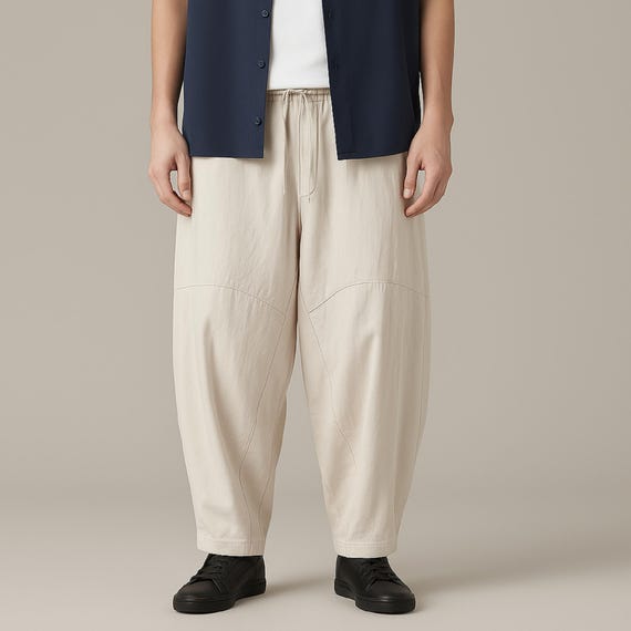 Men’s Loose Harem Pants, Relaxed Fit Cotton Trousers, Minimalist Japanese Streetwear Pants
