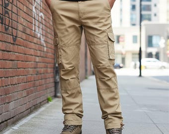 Men's Cotton Tactical Cargo Pants: Multi-Pocket Hiking Work Trousers