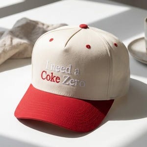 Embroidered Coke Zero Cap, I Need A Coke Hat, Funny Quote Baseball Cap, Soda Lover Gift, Minimal Text Embroidery, Embroidered Patch